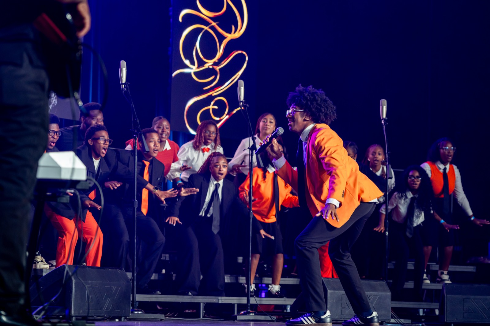 Ablaze Youth Choir leading worship live on stage